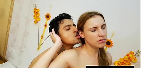  European teen visits Ashram and gets tricked into threesome